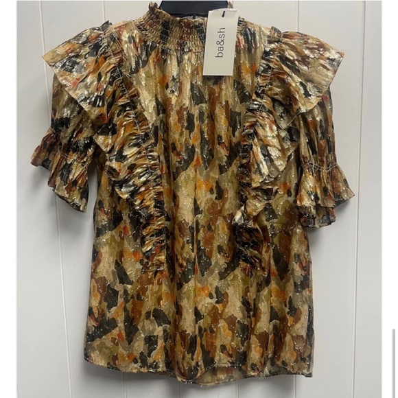 NWT Ba&sh Gilda Metallic Blouse Size 3 - Picture 9 of 9